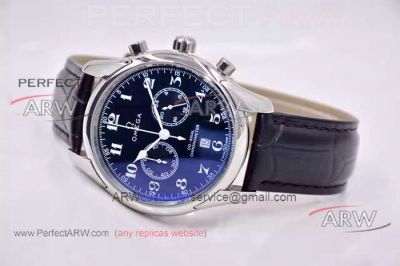 Perfect Replica Omega De Ville Chronograph Watches SS Black Dial